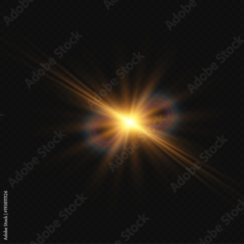 “A realistic crystal star with glowing golden rays shining through rainbow circles.”