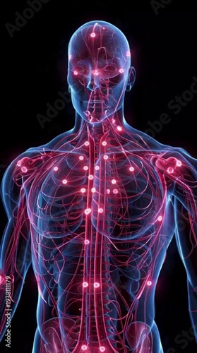 Human Body with Glowing Red Pain Point Illustration