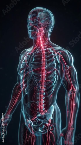 Human Body with Glowing Red Pain Point Illustration
