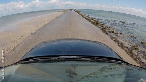 Driving along the Passage du Gois with a POV on-board camera.