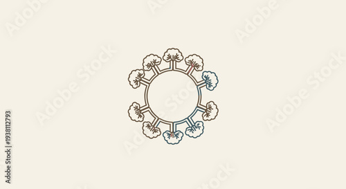 Circle of Trees with Seasonal Color Variation, Abstract Nature Concept