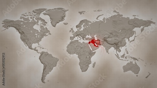 Map depicting airstrikes on Iran and retaliatory Iranian strikes on neighboring countries hosting US bases. Visualizing escalating conflict and military tensions in the Middle East