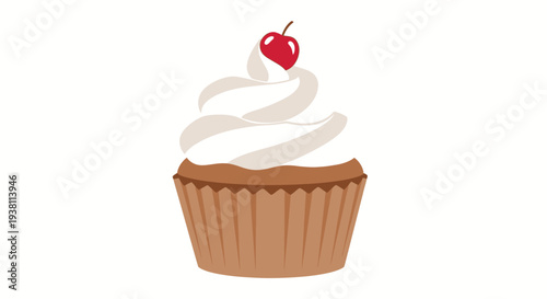 Delicious Cupcake with Cherry Topping, Sweet Treat for Dessert