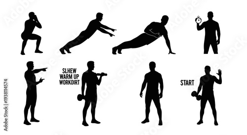 Fitness Silhouettes: Workout Icons for Health and Exercise