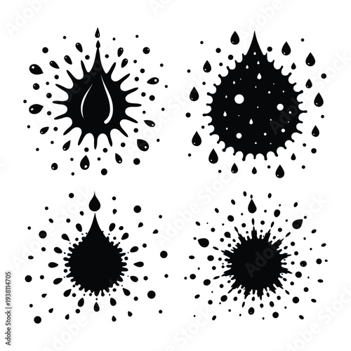 Abstract Black Paint Brush Strokes Stop Motion Animation,Animated grunge black ink brush strokes on white.Black ink spots set on white background. Ink illustration.