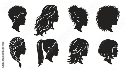 Diverse Hairstyles Silhouettes - Beauty  Fashion Iconography
