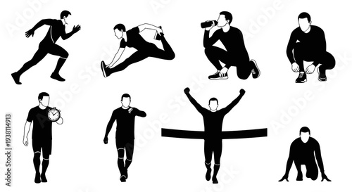 Running Man Silhouette Set - Sports, Fitness, Lifestyle Icons