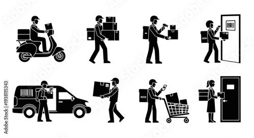 Delivery Service Icons: Courier, Shipping, Logistics, Transportation, Workflow, Box