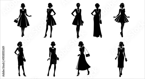 Fashionable Women Silhouettes in Black and White for Style Industry