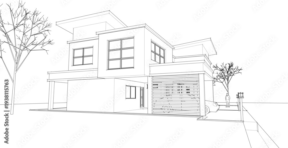 Obraz premium modern modular house 3d illustration 