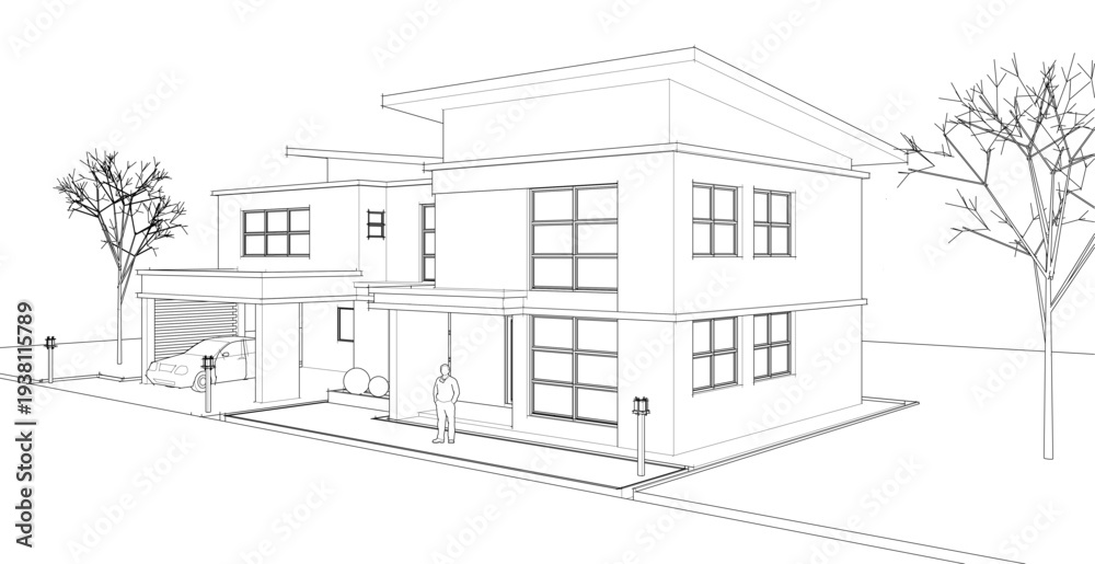 Fototapeta premium modern modular house 3d illustration 