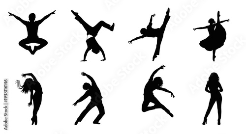 Diverse Dancers Silhouettes - Ballet, Hip Hop, Contemporary, Fitness