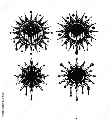 Abstract Black Paint Brush Strokes Stop Motion Animation,Animated grunge black ink brush strokes on white.Black ink spots set on white background. Ink illustration.