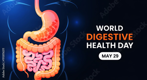 World digestive health day awareness illustration