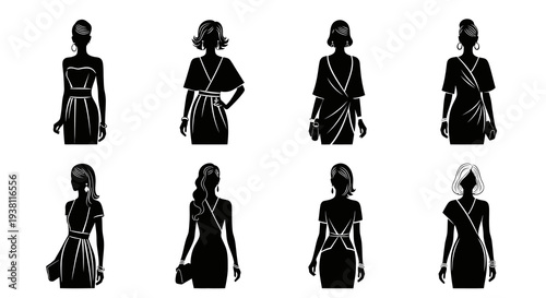 Black  White Silhouette Fashion Models Diverse Styles