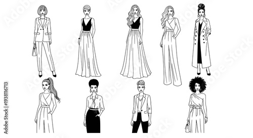 Fashion Vector: Diverse Women in Stylish Outfits