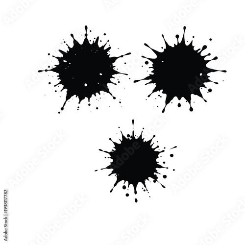 Abstract Black Paint Brush Strokes Stop Motion Animation,Animated grunge black ink brush strokes on white.Black ink spots set on white background. Ink illustration.