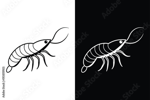 Krill vector icon graphic isolated sketch illustration on white background.