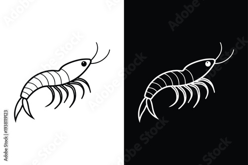Krill vector icon graphic isolated sketch illustration on white background.