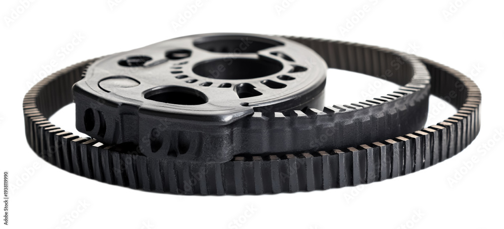 Obraz premium Timing Belt Isolated on White Background - Durable Timing Belt for Engine Precision