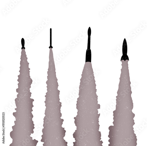 Combat missile take-off silhouettes.
