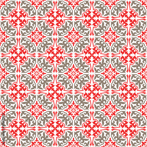 Ethnic Seamless pattern of the nomadic peoples Kazakh, Moroccan,Turk, Mongol, Kyrgyz. Design ceramic, tile, border, patchwork, wallpaper, linoleum, textile. Retro style. Vector. EPS 10