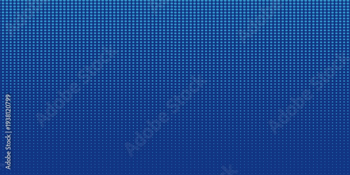 Blue pixel background. Abstract digital pattern with square elements grid. Futuristic dotted mesh with gradient effect. Geometric minimal digital design. Modern vector illustration.