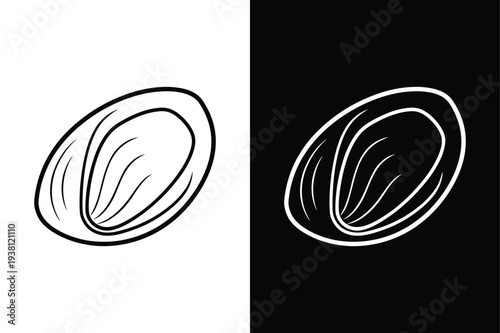 Mussel vector icon graphic isolated sketch illustration on white background.