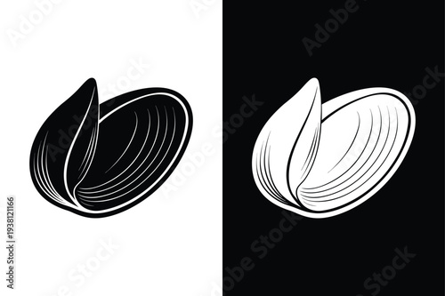 Mussel vector icon graphic isolated sketch illustration on white background.