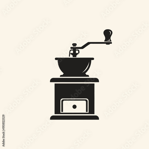 Vintage Coffee Grinder Illustration on White.