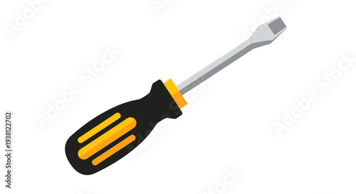 Flat Lay of a Modern Screwdriver Tool for Repair and Construction