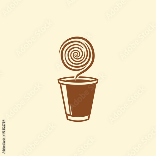 Chocolate Lollipop in Brown Cup Illustration.