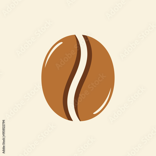 Coffee Bean Illustration with Brown and White.