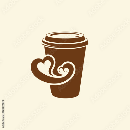 Coffee Cup with Heart Design on Side.