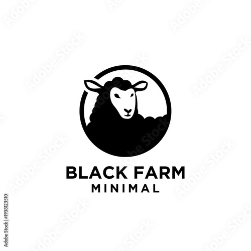 Foto Minimalist Black Sheep Logo Design for Farm Branding and Agriculture Businesses