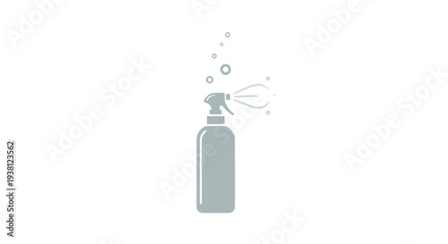 Simple gray illustration of a spray bottle with mist.