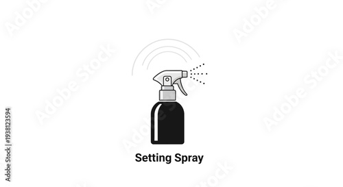 Simple black and white illustration of a setting spray bottle.