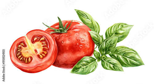 Tomato Basil Soup - Warm and Comforting Soup - Isolated on White Background