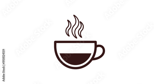 Hot Beverage in Cup, Steaming Coffee or Tea, Simple Icon Illustration