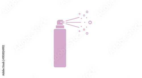 Purple Spray Bottle with Spraying Liquid Illustration.