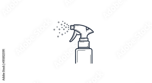 Simple line drawing of a spray bottle dispensing liquid.