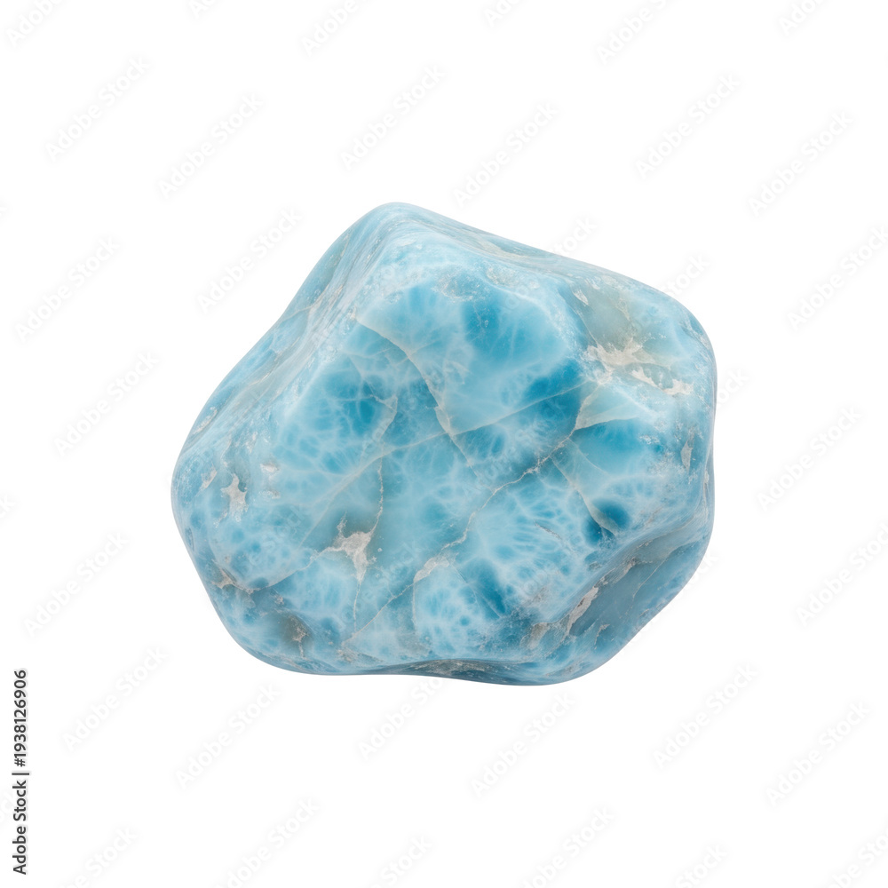 Obraz premium Smooth Blue Gemstone with Unique White Wavy Patterns