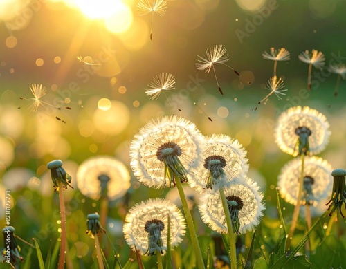 Dandelion field sunlight