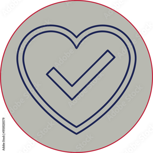 A heart icon with a checkmark inside a circular border Vector