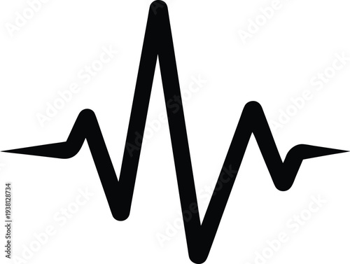 Graphic depiction of an electrocardiogram heartbeat waveform in black and white Vector