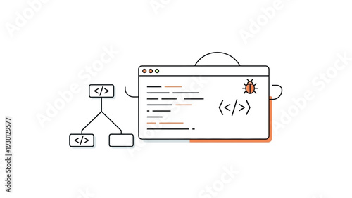 Coding bug fix and software development illustration.