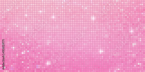 Sequin pink disco mosaic tile background with glitter sparkle light soft gradient