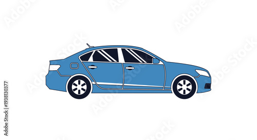 Modern Sedan Vehicle Side View Illustration