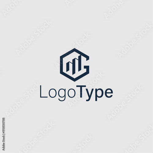 Modern abstract vector logo, letter G, growth graph, copies, archive or real estate.