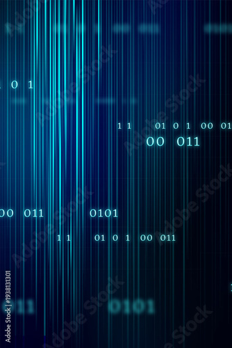 Abstract digital background with binary code and blue lines
